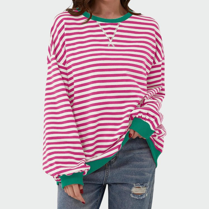 Alma – Sweatshirt Casual cu Mâneci Lungi și Dungi, Guler Rotund
