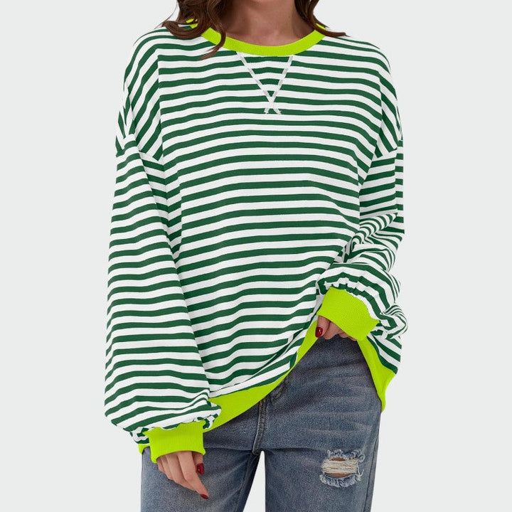 Alma – Sweatshirt Casual cu Mâneci Lungi și Dungi, Guler Rotund