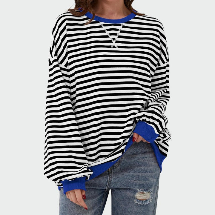 Alma – Sweatshirt Casual cu Mâneci Lungi și Dungi, Guler Rotund