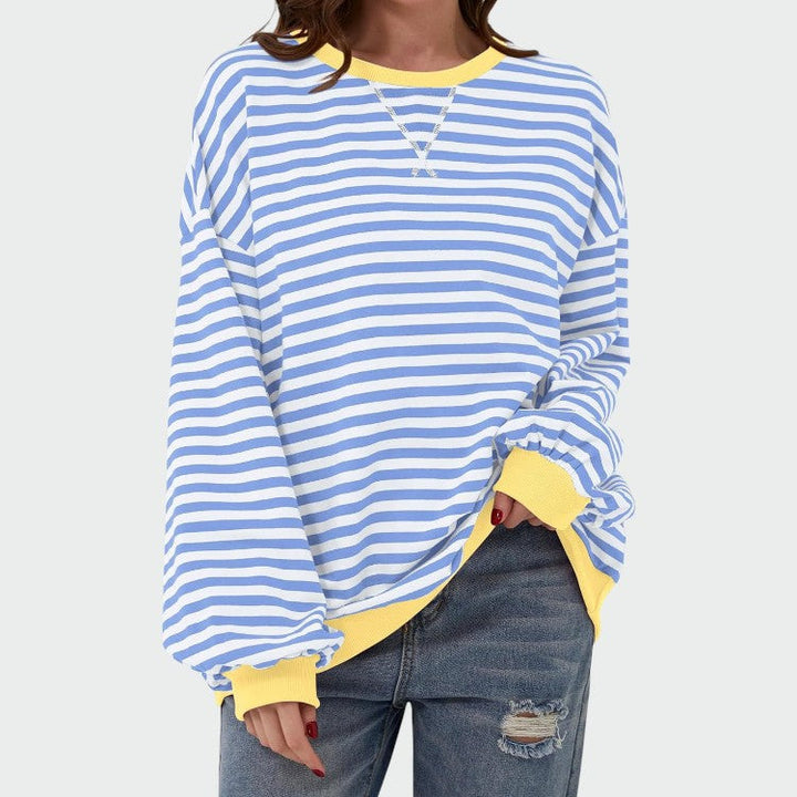 Alma – Sweatshirt Casual cu Mâneci Lungi și Dungi, Guler Rotund
