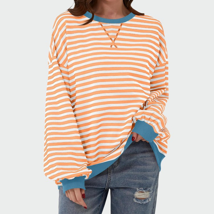Alma – Sweatshirt Casual cu Mâneci Lungi și Dungi, Guler Rotund