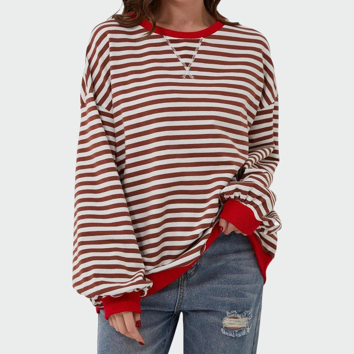 Alma – Sweatshirt Casual cu Mâneci Lungi și Dungi, Guler Rotund