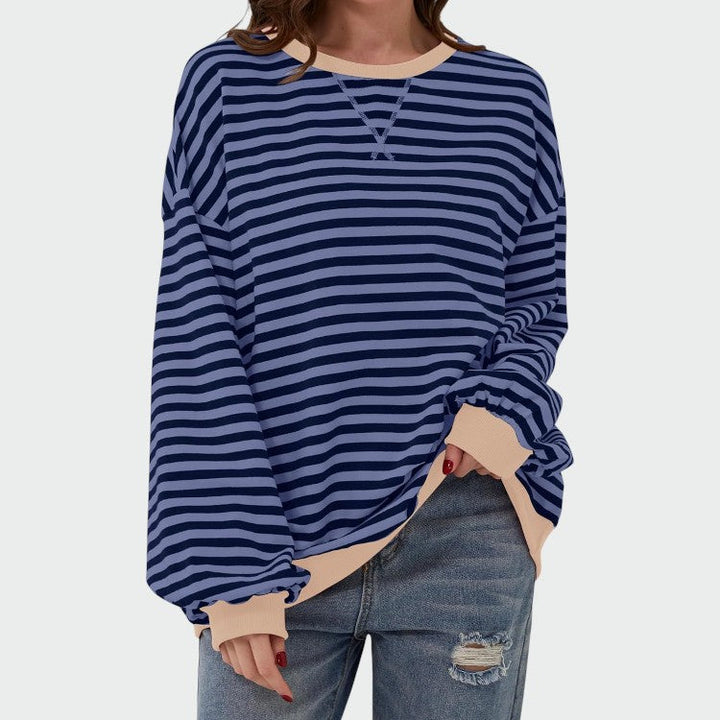 Alma – Sweatshirt Casual cu Mâneci Lungi și Dungi, Guler Rotund