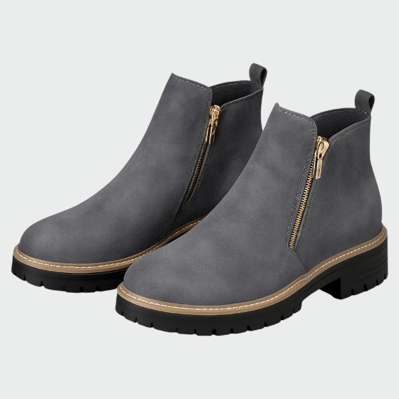Alma – Botine dama cu vârf rotund și fermoar lateral