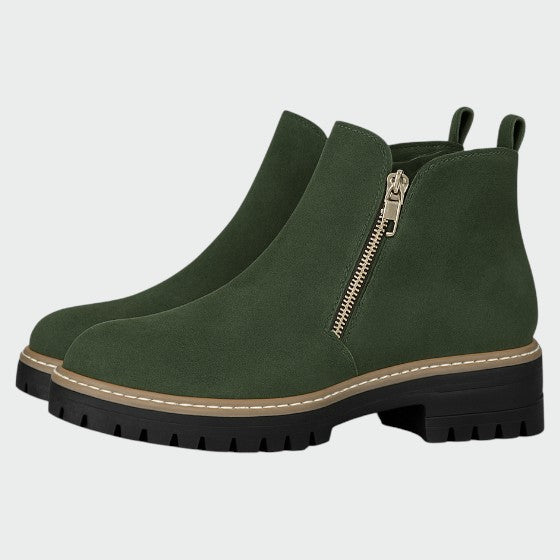 Alma – Botine dama cu vârf rotund și fermoar lateral
