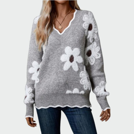 Alma – Bluză elegantă cu decolteu în V și model floral