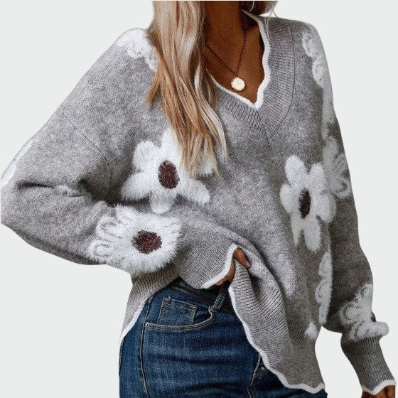 Alma – Bluză elegantă cu decolteu în V și model floral