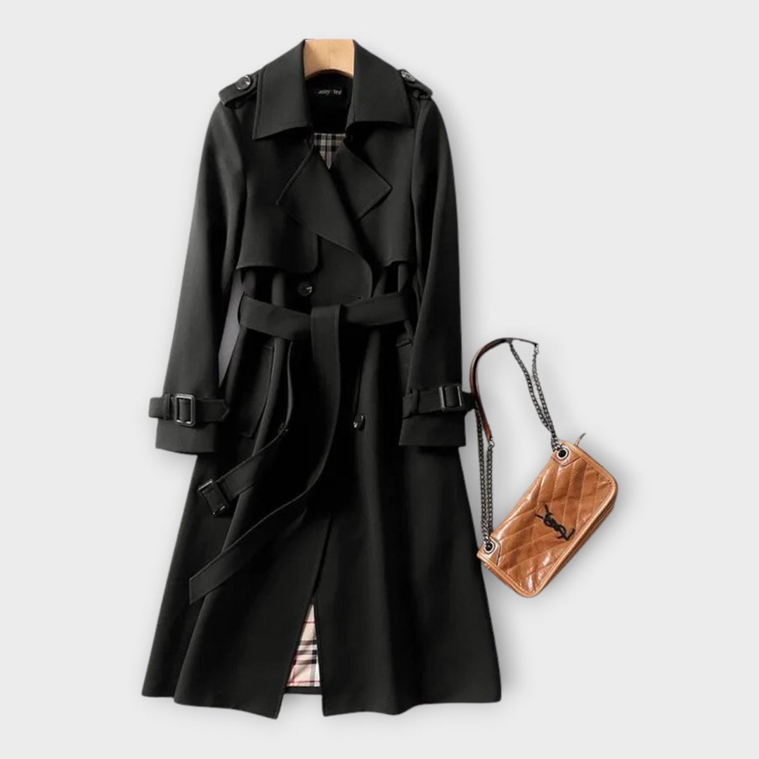 Trench Coat Lung Clasic cu Curea