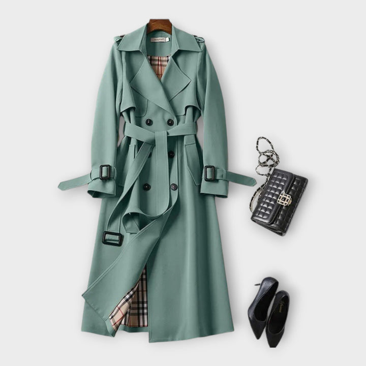 Trench Coat Lung Clasic cu Curea