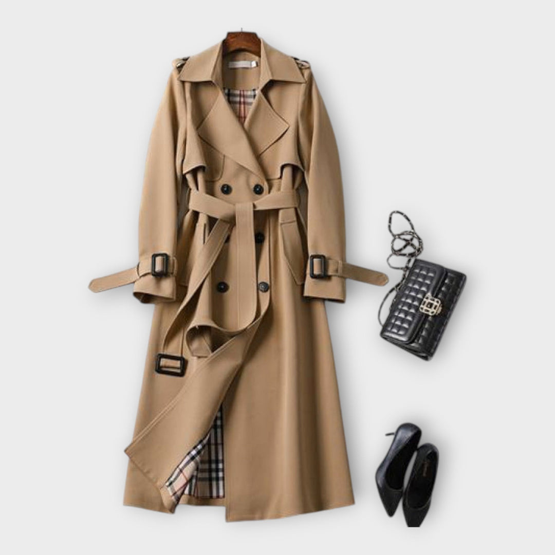 Trench Coat Lung Clasic cu Curea