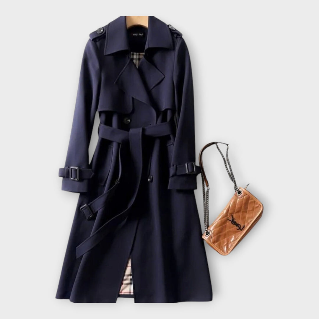 Trench Coat Lung Clasic cu Curea