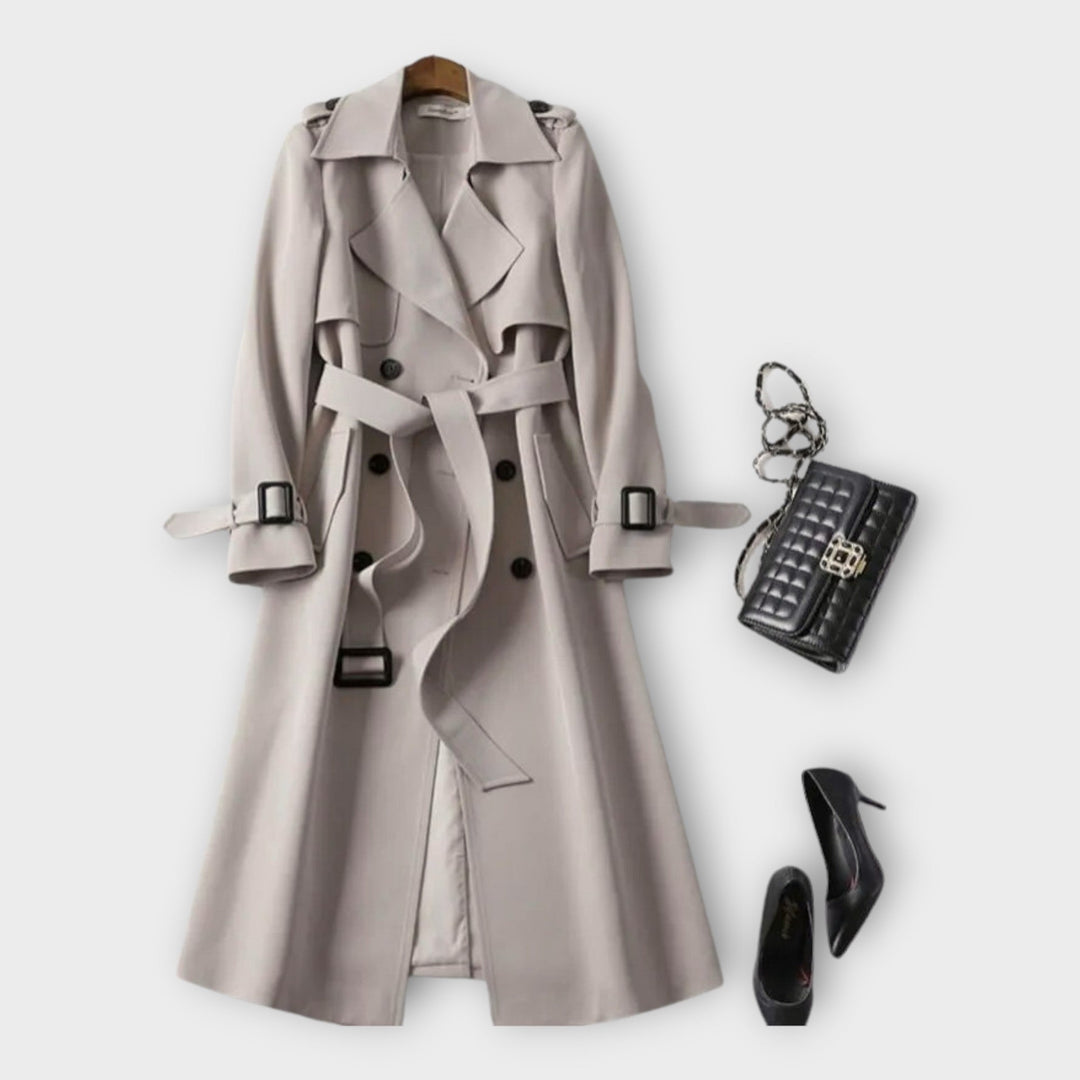 Trench Coat Lung Clasic cu Curea